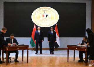 رئيسا وزراء مصر وبيلاروسيا يشهدان مراسم توقيع اتفاق بين مصر وبيلاروسيا لتعزيز نظام التجارة المشتركة