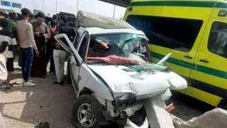 مصرع وإصابة 6 أشخاص إثر حادث تصادم بين سيارة ربع نقل وموتوسيكل بمركز ديروط في أسيوط