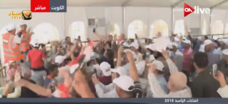 بالفيديو.. رقص بأعلام مصر على ”تسلم الأيادي” أمام لجان التصويت بالكويت