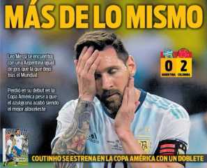 صحيفة إسبانية تعلق على هزيمة ميسي ورفاقه أمام كولومبيا