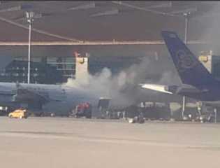 بالفيديو.. طائرة ”إيرباص” تحترق في مطار بكين