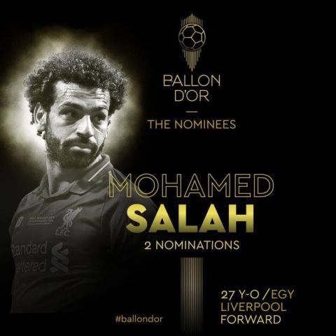  محمد صلاح مرشح للفوز بالكرة الذهبية لعام 2019