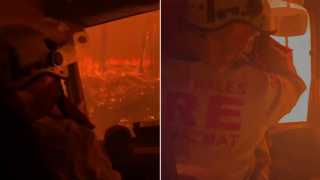 بالفيديو.. لحظات مخيفة لطاقم إطفاء أسترالي اقتحم ”جهنم” وخرج منها سالما
