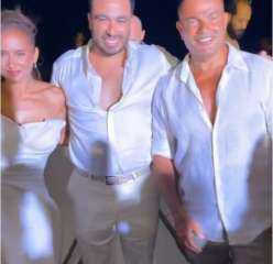 شاهد.. عمرو دياب يرقص فى حفل زفاف نيللى كريم