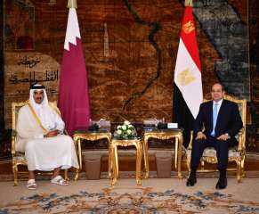 الرئيس السيسي يودع أمير قطر تميم بن حمد فى ختام زيارته لمصر