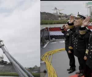 قائد القوات البحرية يرفع العلم المصري على الفرقاطة ”القهار” من طراز (MEKO- A200)