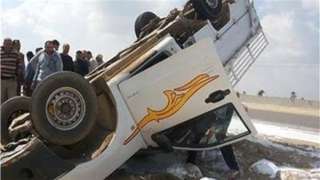 إصابة 8 عمال فى حادث انقلاب سيارة ربع نقل على طريق الفيوم الصحراوي