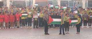 مدارس القليوبية تنكس أعلامها  حدادا على شهداء فلسطين،والطلاب يقفون دقيقة حدادا على أرواح شهداء فلسطين