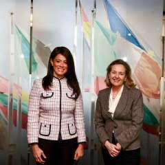 وزيرة التعاون الدولي تعقد أول لقاء مع السيدة ناديا كالفينو الرئيس الجديد لبنك الاستثمار الأوروبي