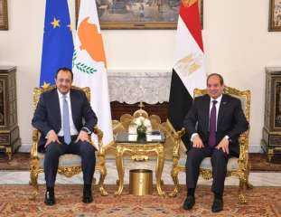 الرئيس القبرصي : مصر ركيزة الاستقرار بالمنطقة ونرفض نزوح المدنيين