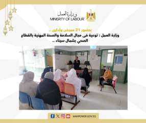 وزارة العمل : توعية فى مجال السلامة والصحة المهنية بالقطاع الصحي بشمال سيناء