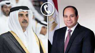 الرئيس السيسى يتلقى اتصالا هاتفيا من أمير قطر لبحث المستجدات فى قطاع غزة