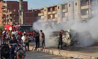حريق هائل يلتهم سيارة ملاكي بمنطقة رشدي في الإسكندرية
