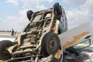 إصابة 25 شخصا فى حادث انقلاب سيارة ربع نقل على طريق بنى سويف الفيوم